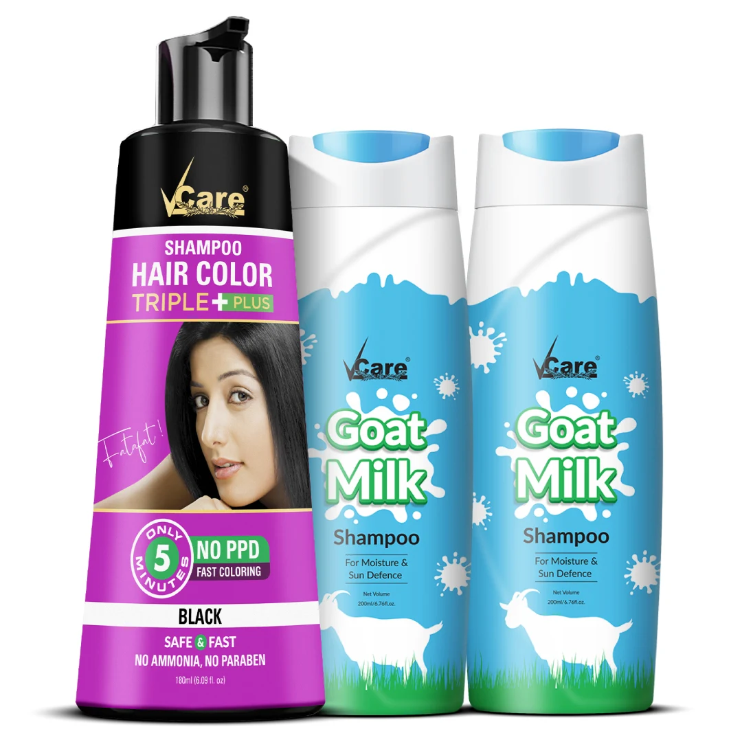 Hair Color & Nourish Combo – Black Hair Color Shampoo & Goat Milk Shampoo