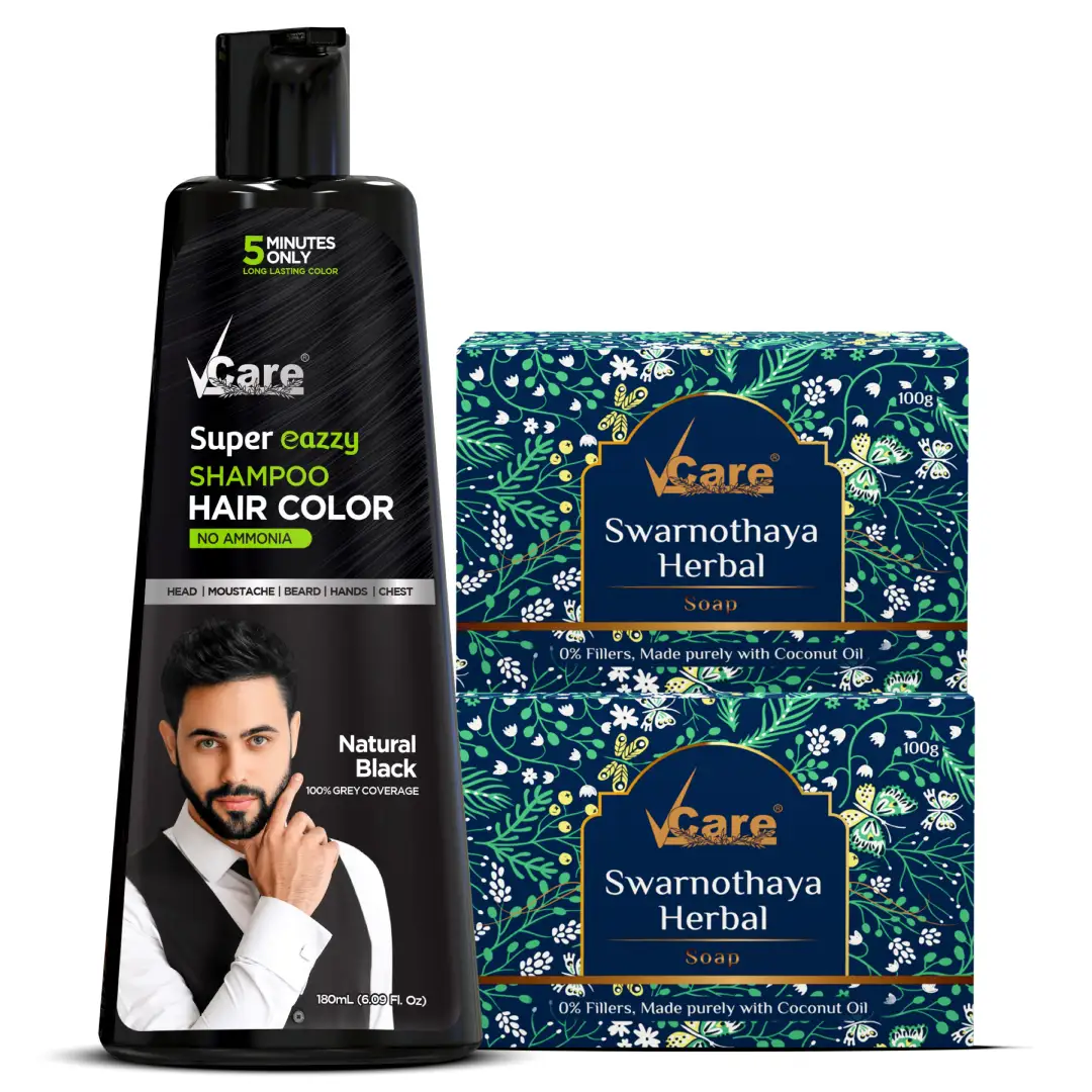 Hair & Skin Glow Combo – Black Hair Color Shampoo & Herbal Soap